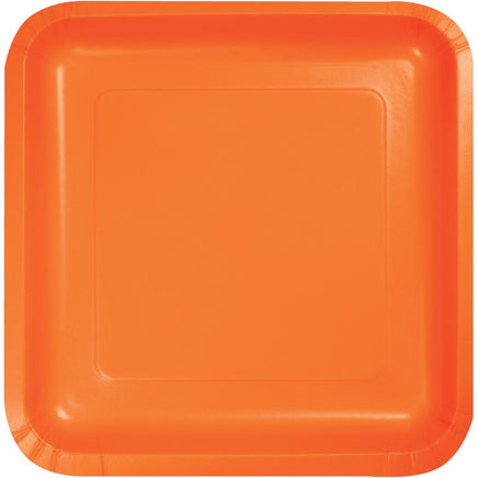 ORANGE SQUARE PAPER DESSERT PLATES 18 CT. 