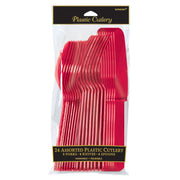 Apple Red Assorted Plastic Cutlery 24 ct.