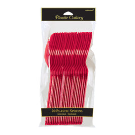 Apple Red Plastic Spoon 20 ct.