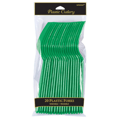 Festive Green Plastic Forks 20 ct.