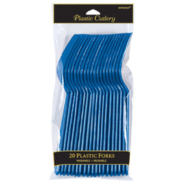 Bright Royal Blue Plastic Forks 20 ct.