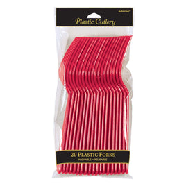 Apple Red Plastic Forks 20 ct.