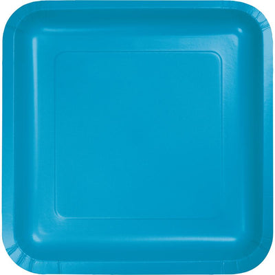TURQUOISE SQUARE PAPER LUNCH PLATES 18 CT. 