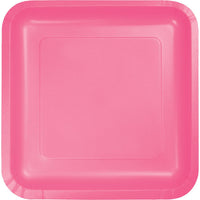 CANDY PINK SQUARE PAPER LUNCH PLATES 18 CT. 