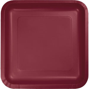 BURGUNDY SQUARE PAPER LUNCH PLATES 18 CT. 