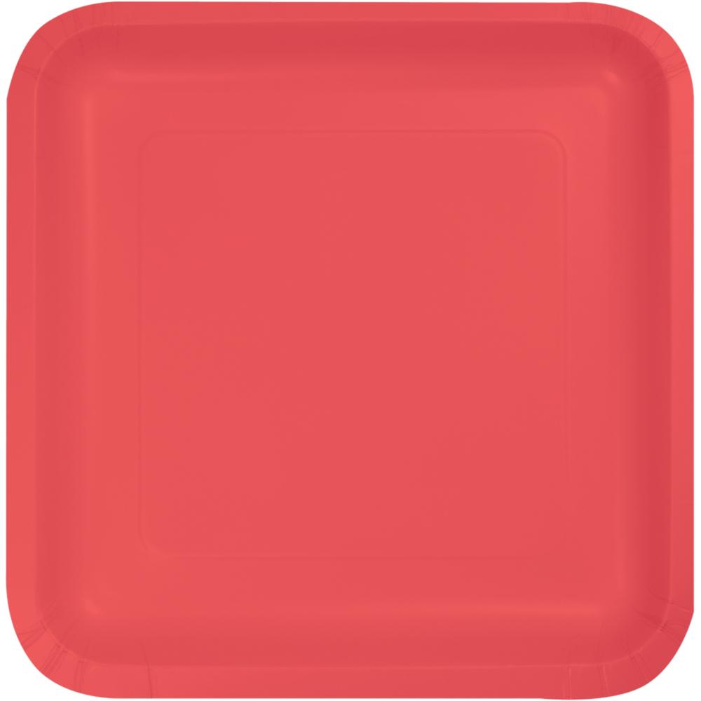 CORAL SQUARE PAPER LUCH PLATES 18 CT. 