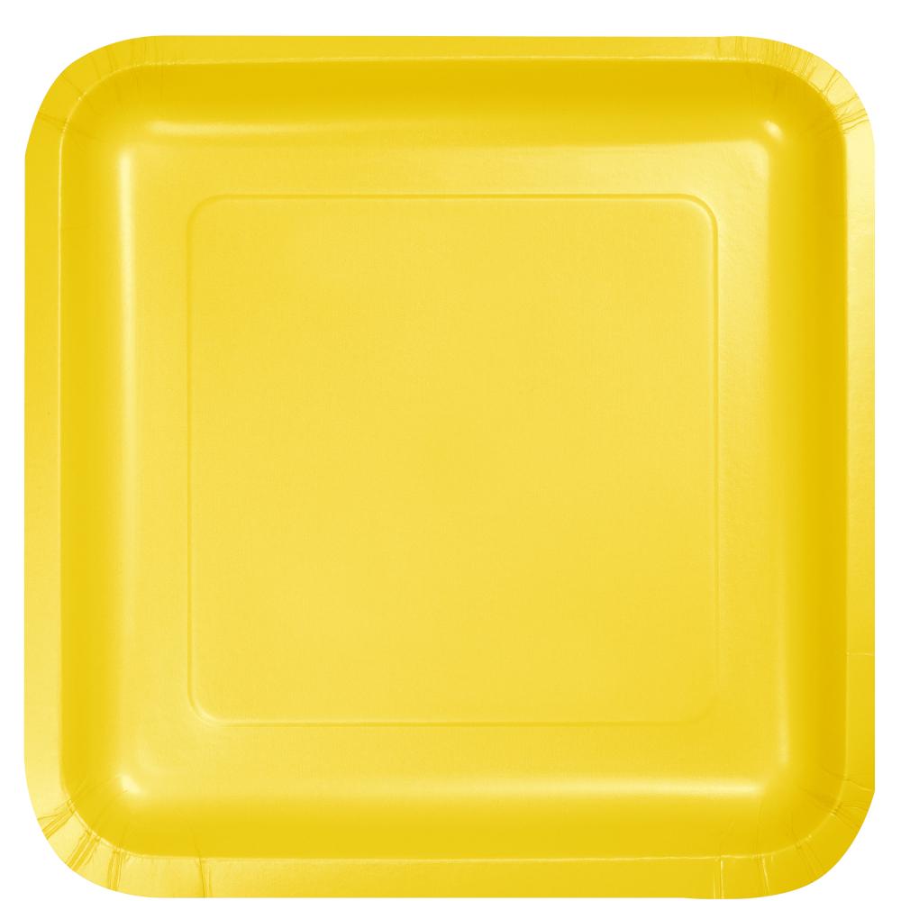 SCHOOL BUS YELLOW SQUARE PAPER LUNCH PLATES 18 CT. 