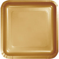 GLITTERING GOLD SQUARE PAPER LUNCH PLATES 18 CT. 