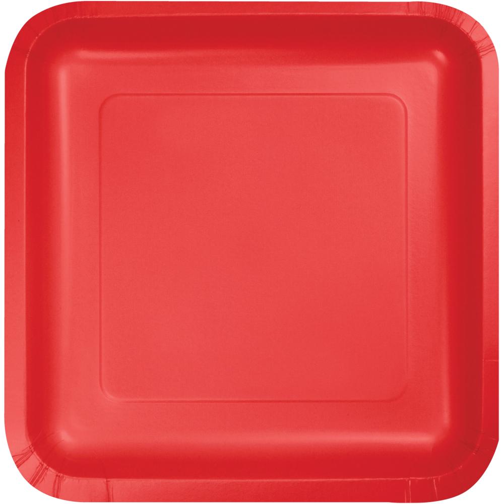 CLASSIC RED SQUARE PAPER LUNCH PLATES 18 CT. 