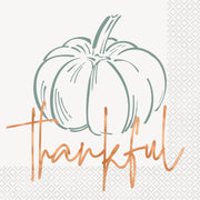 Elegant Thanksgiving "Thankful" Luncheon Napkins  16ct - Foil Stamping