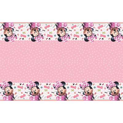 Disney Iconic Minnie Mouse Rectangular Plastic Table Cover  54"x84"  Small Fold