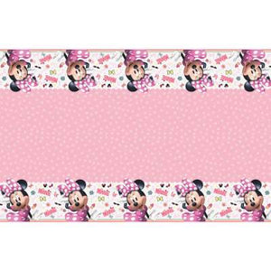 Disney Iconic Minnie Mouse Rectangular Plastic Table Cover  54"x84"  Small Fold