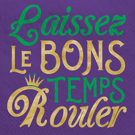 Mardi Gras Hot Stamped Beverage Napkins