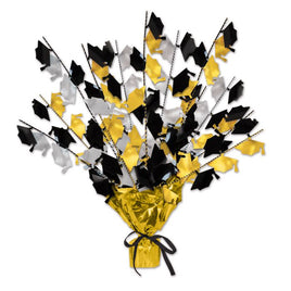 Graduate Cap Gleam 'N Burst Centerpiece- Black/Gold/Silver