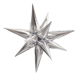 Silver 12 Point 3D Star Foil Balloon - Jumbo  40"