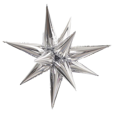 Silver 12 Point 3D Star Foil Balloon - Large  27.5