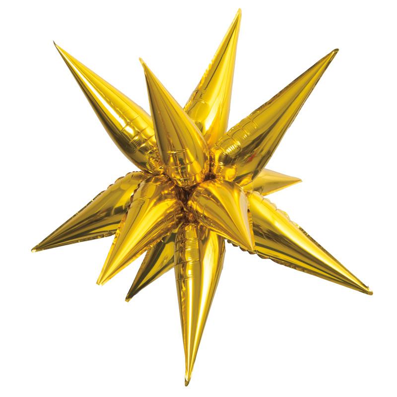 Gold 12 Point 3D Star Foil Balloon - Large  27.5"