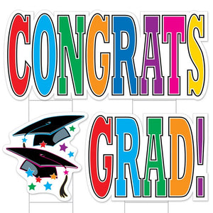 Plastic Jumbo Congrats Grad! Yard Sign Set