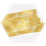 Golden Age Birthday 40th 7" Hexagon Metallic Plates
