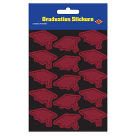 Grad Cap Stickers Maroon- 4 sheets