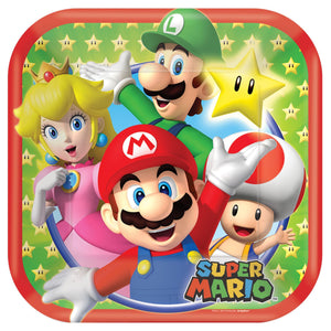 SUPER MARIO BROTHERS SQUARE DESSERT PLATES  8 CT. 