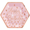 7" Blush Birthday Hexagon Plate Metallic