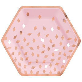 9" Blush Birthday Hexagon Lunch Plates 8 ct