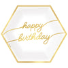 Golden Age Birthday Happy Birthday 9"Hexagon Metallic Plates