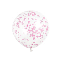 Clear Latex Balloons with Hot Pink Confetti 12"  6ct - Pre-Filled