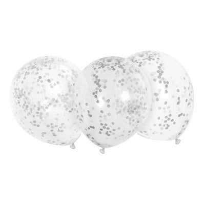 Clear Latex Balloons with Silver Confetti 12