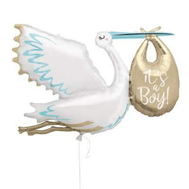 Stork It's a Boy Giant Foil Balloon 62" Packaged