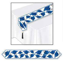 Printed Grad Cap Table Runner- Blue