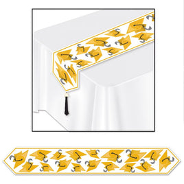 Printed Grad Cap Table Runner- Gold