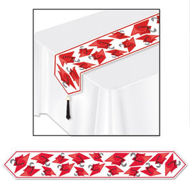 Printed Grad Cap Table Runner- Red