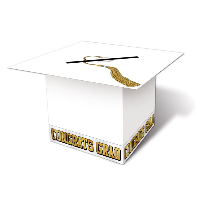 Grad Cap Card Box- White