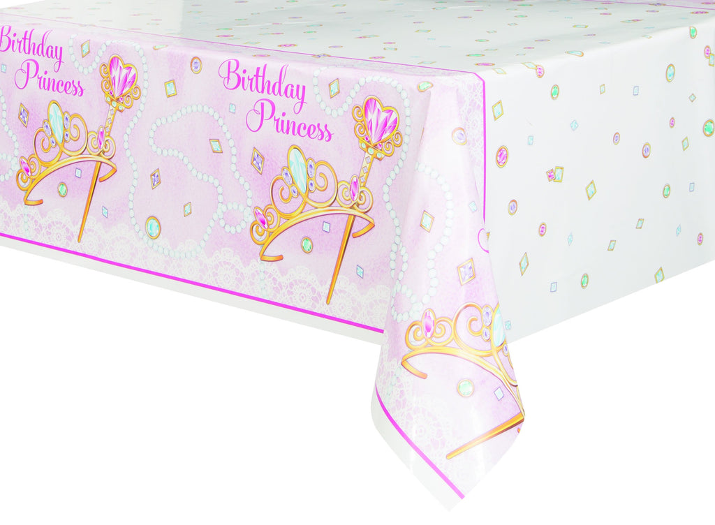Pink Princess Plastic Tablecover 54 in. X 84 in. 1 ct 
