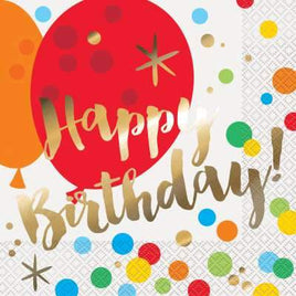 Glitzy Gold Birthday Luncheon Napkins 16ct - Foil Stamped