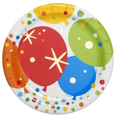 Glitzy Gold Birthday Round 7" Dessert Plates 8ct - Foil Board