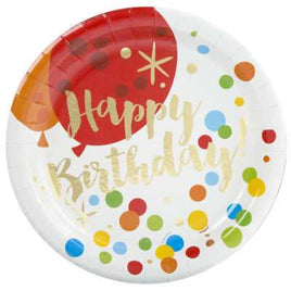 Glitzy Gold Birthday Round 9" Dinner Plates 8ct - Foil Board