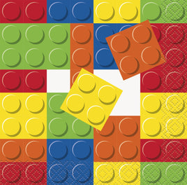 Building Blocks Beverage Birthday Napkins 16 ct. 