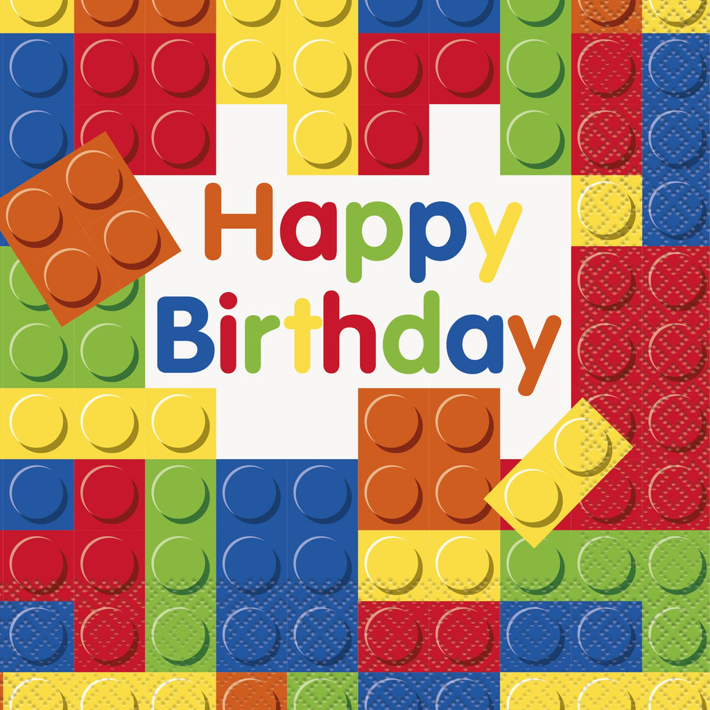 Building Blocks Luncheon Birthday Napkins 16 ct.