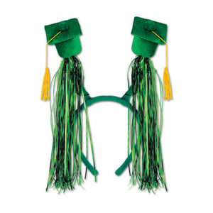 Green Grad Cap w/Fringe Boppers