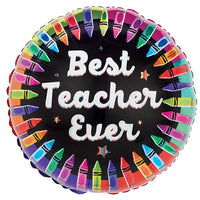 17" Best Teacher Ever Crayons Foil Balloon