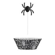 Black Spider Web Cupcake Kit  24pc
