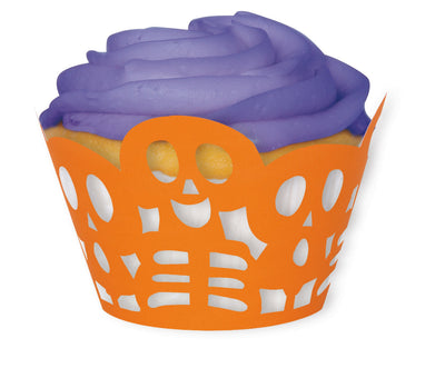 Die Cut Orange Skeleton Cupcake Wrappers  12ct