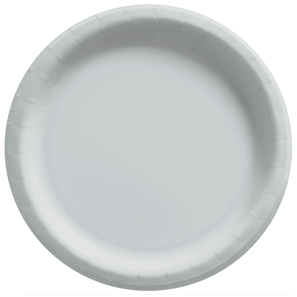 8 1/2" Silver Round Paper Plates 20 ct.