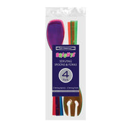 9.5" Serving Fork & Spoon - Assorted Neons 4 Ct.