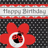 HAPPY BIRTHDAY LADYBUG FANCY 3 PLY LUNCH NAPKINS 16 CT