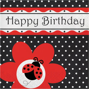HAPPY BIRTHDAY LADYBUG FANCY 3 PLY LUNCH NAPKINS 16 CT