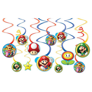 SUPER MARIO BROTHERS FOIL SWIRL DECORATIONS VALUE PACK